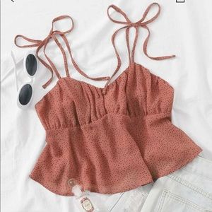 dot print ruched bust top